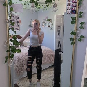 Distressed mom jeans